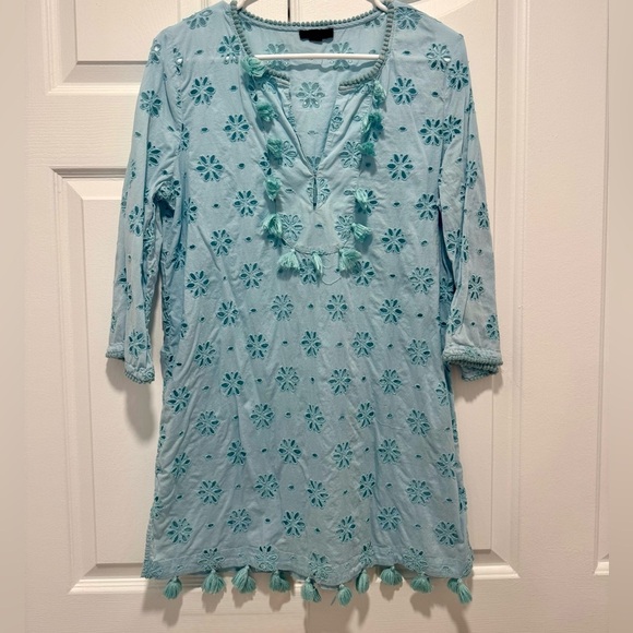 J. Crew Other - J. Crew Blue Embroidered Tunic with Tassels